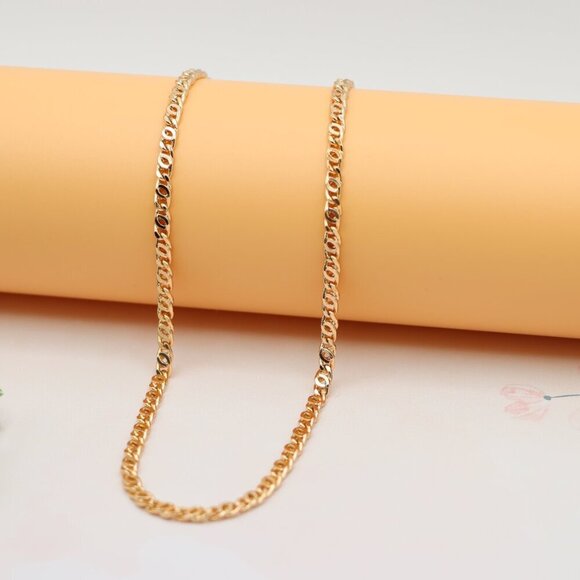 Elegant Rose Gold Necklace with Polished Oval Chain Design, XPNL0194 - Picture 7 of 12